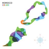 Abstract vector color map of Morocco with transparent paint effect
