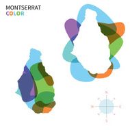 Abstract vector color map of Montserrat with transparent paint effect