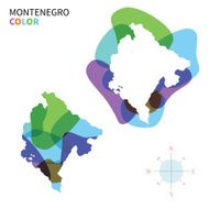 Abstract vector color map of Montenegro with transparent paint effect