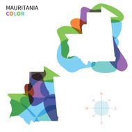 Abstract vector color map of Mauritania with transparent paint effect