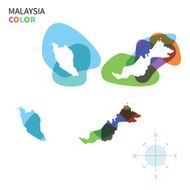 Abstract vector color map of Malaysia with transparent paint effect