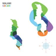 Abstract vector color map of Malawi with transparent paint effect