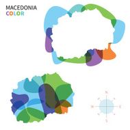Abstract vector color map of Macedonia with transparent paint effect