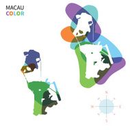Abstract vector color map of Macau with transparent paint effect