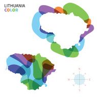 Abstract vector color map of Lithuania with transparent paint effect