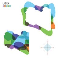 Abstract vector color map of Libya with transparent paint effect