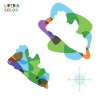 Abstract vector color map of Liberia with transparent paint effect
