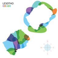 Abstract vector color map of Lesotho with transparent paint effect