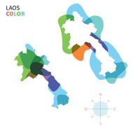 Abstract vector color map of Laos with transparent paint effect