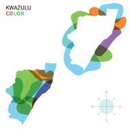 Abstract vector color map of KwaZulu with transparent paint effect