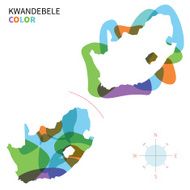 Abstract vector color map of KwaNdebele with transparent paint effect
