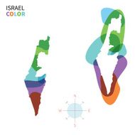 Abstract vector color map of Israel with transparent paint effect