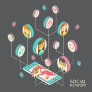 Conceptual image with social networks Flat isometry N5