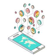 Conceptual image with social networks Flat isometry N9