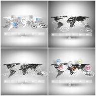 Set of world maps in perspective infographic vector templates for