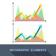 vector flat Business graph and chart on grey background