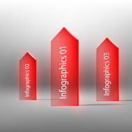 red glass arrow with text