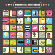 Business Stationery Supplies Icons Set