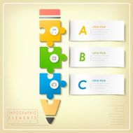 modern puzzle pencil infographic elements