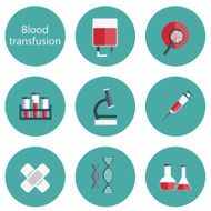 Set of flat blood transfusion icons