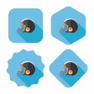 american football helmet flat icon with long shadow eps10 N22
