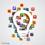 Modern creative light bulb with application icon N2