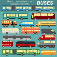 Public transportation buses Set elements infographics N6