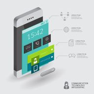 Vector infographic communication and connection concept with smartphone