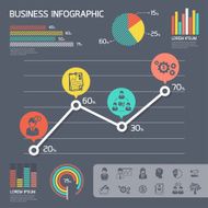 Vector Business graph modern Infographic set with charts