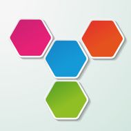 Four Colorful Paper Hexagons