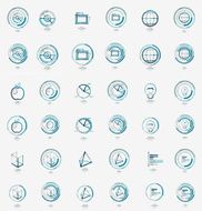 Minimal thin line design web icon set stamps