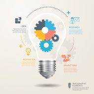 Vector Concept Business infographic with Light bulbs and gear N2