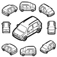 mini wagon 4 door car illustrator