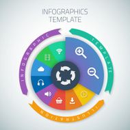 Web Infographic Timeline Pie Template Layout With Vector Icons N4