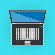 Black isolated laptop front side