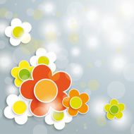Easter Card Grey Background Colored and White Flowers N2