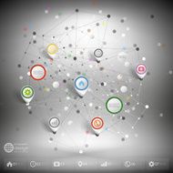 Infographic network with pointer marks for business template vector N3