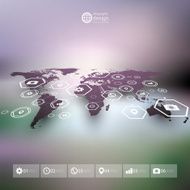 World map in perspective blurred infographic vector template for business N5