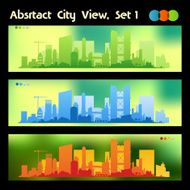 City banners on blurred backgrounds