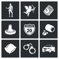 Street Prostitution Vector Icons Set