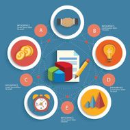 Business info graphic design on blue background clean vector