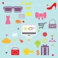 shopping online infographics flatten design
