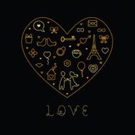 Valentine&#039;s Day Love Card - with Flat Icons