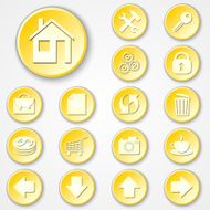 Vector abstract yellow round paper icon set