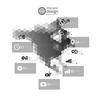 North america map infographic template for business design hexagonal design