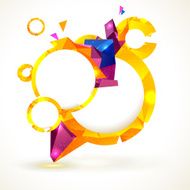 Composition of blue round frames and polygonal design elements