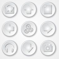 Vector abstract white round paper icon multimedia set