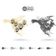 North america map wooden design texture infographics vector illustration