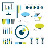 Flat infographic set of charts bubbles diagrams