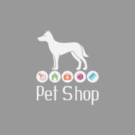 Pet shop logo with doggy sign and what dog needs